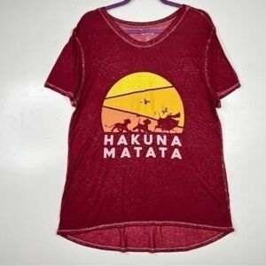 Disney‎ Hakuna Matata Shirt Size XXL Womens Burnout Graphic Tees Burgendy